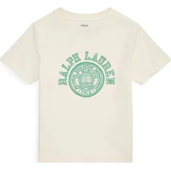 Bavlněné tričko Polo Ralph Lauren bílá barva, s potiskem, 322971317001 00X, vel. 102-108