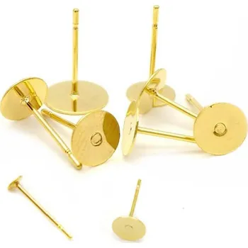 Materiál na výrobu šperku Nerezové dříky s ploškou 3-10mm Zlacené - 1ks+B - 3mm / 1Ks