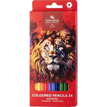 Pastelka Koh-i-noor Pastelky školní - výběr velikosti balení Počet kusů v balení: 24 ks, Druh obalu: Lev, Délka: Dlouhé