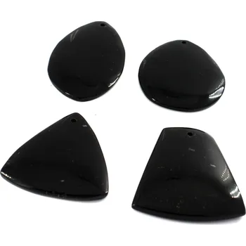 Materiál na výrobu šperku Černý Achát Přívěsky 46-49mm - 1Ks - Trojhran