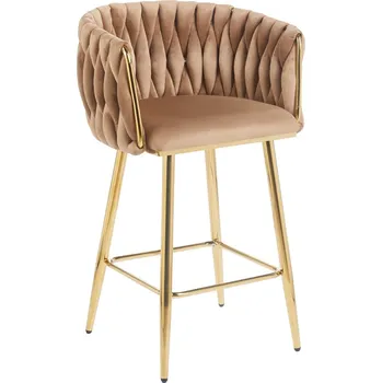 Barová židle Nábytek PEGAS s.r.o. Barová židle velvet cappuccino zlatý rám H7-FXJG G