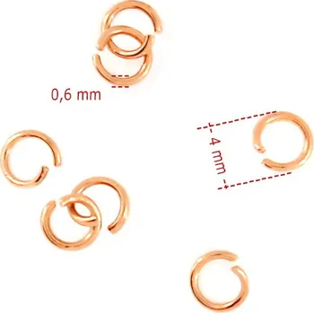 Materiál na výrobu šperku Ocelové kroužky 4x0,6mm Růžově zlaté - 1ks+B - Sytost Růžové 30% / 1Ks