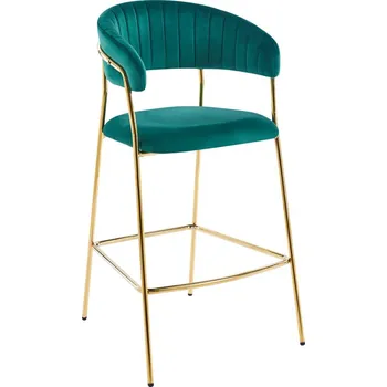 Barová židle Nábytek PEGAS s.r.o. Barová židle velvet zelená zlatý rám H3-FX