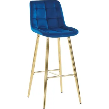 Barová židle Nábytek PEGAS s.r.o. Barová židle velvet modrá zlatý rám H2-FX
