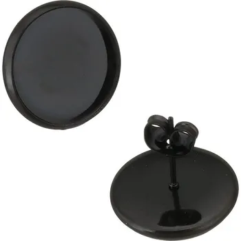 Materiál na výrobu šperku Ocelové dříky s lůžkem 6-14mm černé - 1ks - 6mm