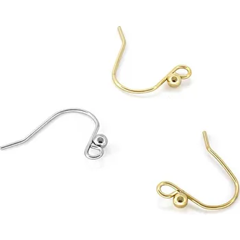 Materiál na výrobu šperku Afroháčky s kuličkou z nerezové oceli - 1Ks+B - Nerez SL / 1Ks