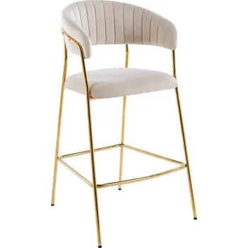 Barová židle Nábytek PEGAS s.r.o. Barová židle velvet béžová zlatý rám H3-FX