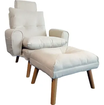 Křeslo Ekspan KŘESLO UŠÁK S1380 s nastavitelnou opěrkou a s podnožníkem VZOR: 4 BÉŽOVÁ