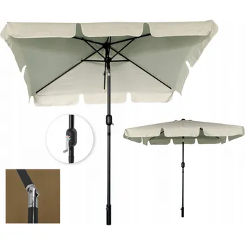 Slunečník Ekspan Skládací zahradní slunečník obdélníkový s volánem – 125×200 cm Barva: světle béžová,