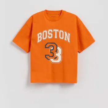 Reserved - Bavlněné tričko s potiskem - mandarinková - 032FH-23X - 032FH-23X-158