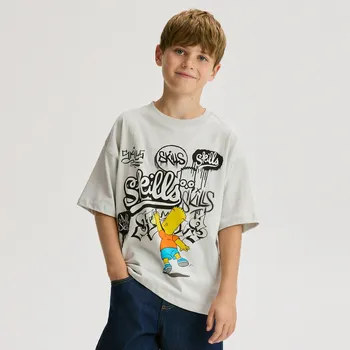 Chlapecké tričko Reserved - Tričko The Simpsons - světle šedá - 049FH-09X - 049FH-09X-152