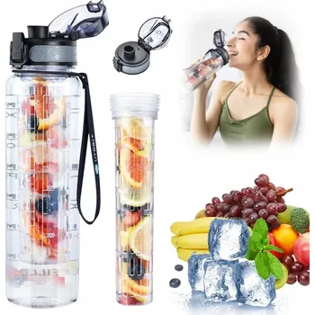 Láhev SPORTOVNÍ LAHEV LAHEV NA PITÍ NEPROPUSTNÁ NA VODU NÁPOJ SE SÍTKEM A UCHEM 1L BEZ BPA