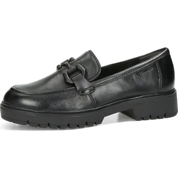 Dámské mokasíny Tamaris dámské kožené polobotky - černé