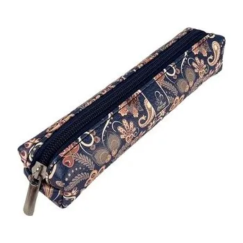 Piórnik mini prostokąt Paisley kwiaty niebieskie