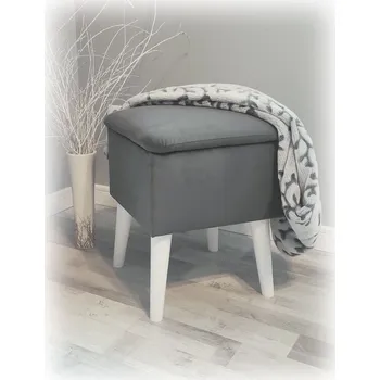 Obývací pokoj Well Done Skandinávský taburet s úložným prostorem Glamour Riviera Trinity 1 barva grafitová Nožičky: Bílá