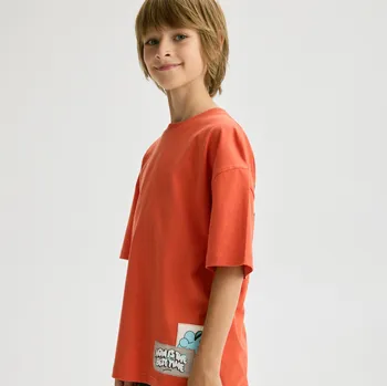 Dětská móda Reserved - Bavlněné tričko s potiskem - červená - 099FH-33X - 099FH-33X-U15