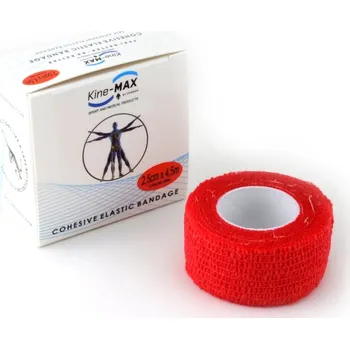 Kine-MAX Cohesive Elastic Bandage - Elastické samofixační obinadlo (kohezivní) 2,5cm x 4,5m - červené Samofixační elastické obinadlo pro spolehlivou a pohodlnou fixaci
