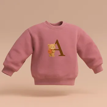 Dívčí mikina Mikina s potiskem MEDVÍDKA a PÍSMENE, pro dítě Velikost: 104 (3-4 roky), Barva oblečení: Růžová