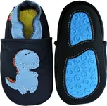 CAROZOO Kožené capáčky s gumovou podrážkou stegosaurus 6-12 měsíců Modrá 19,5