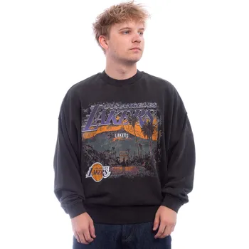 Pánská mikina Mikina New Era - NBA Washed Graphic Crewneck - LA Lakers - Black velikost L