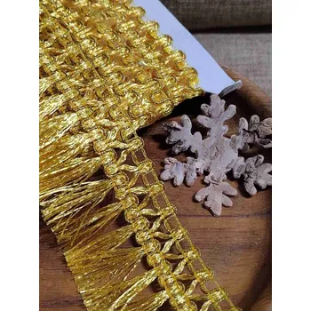 Krajka Leonské třásně šíře 50 mm barva zlatá