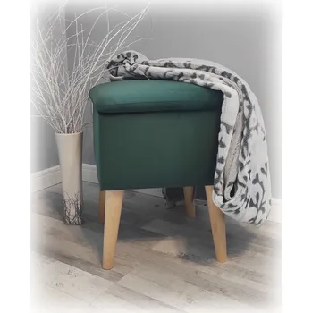 Taburet Well Done Skandinávský taburet s úložným prostorem Glamour Riviera 1 barva tmavě zelená Nožičky: Přírodní