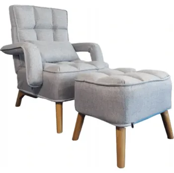 Křeslo Ekspan KŘESLO UŠÁK S1408 s nastavitelnou opěrkou a s podnožníkem Barva: Světle-šedá