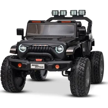 Dětské elektrovozidlo Elektrické autíčko Beneo Motors OFFRIDE 4x4² Dvoumístné 12V, černé, MP3 Přehrávač s USB/AUX vstupem, Pohon 4x4, Lithiová Baterie, EVA kola s odpružením, Dálkový ovladač, LED Světla