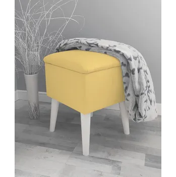 Taburet Well Done Skandinávský taburet s úložným prostorem Glamour Riviera Trinity 1 barva žlutá Nožičky: Bílá