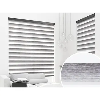 Roleta ZEBRA-SHOP ROLETA DEN A NOC MAXI / RAINBOW / BÍLO-ŠEDÁ / BH 3105 Výška: 150, Šířka: 70, Barva kazety / umíst.řetízku: černá / vlevo