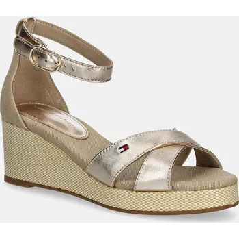 Dámské sandále Sandály Tommy Hilfiger FLAG METALLIC MID WEDGE ESPAD zlatá barva, FW0FW08810 GLD, EUR 41
