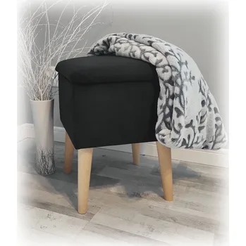 Taburet Well Done Skandinávský taburet s úložným prostorem Glamour Riviera 1 barva černá Nožičky: Přírodní