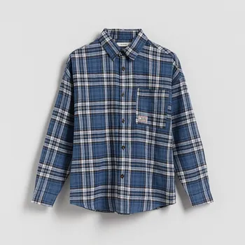 Chlapecká košile Reserved - Bavlněná kostkovaná košile - světle modrá - 036FO-50X - 036FO-50X-116