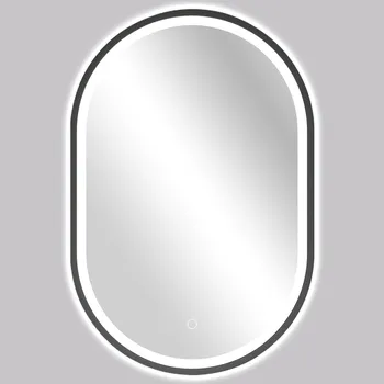 Zrcadlo CERANO - Koupelnové LED zrcadlo Alto, kovový rám - černá matná - 40x60 cm