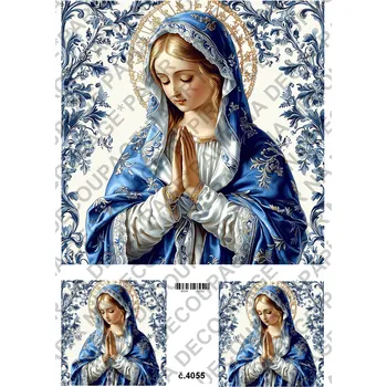 Umělecký papír Rýžový a soft papír na decoupage - Madona - KB04055 Materiál: Soft, Rozměr: A4