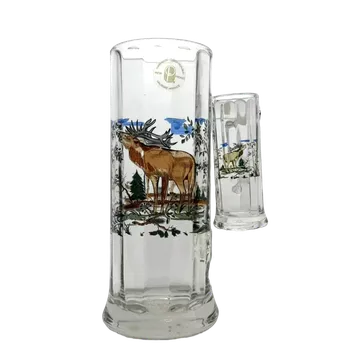 Sklenice Půllitr s motivem jelena skleněný, vysoký II.