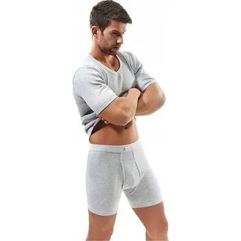 Pánské spodní prádlo Boxerky e.CLASSIC žebrované, melír [Velikost XLmax, Barva šedý melír]