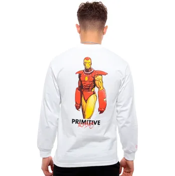 Pánské tričko Longsleeve Primitive X Marvel Iron Man White - S