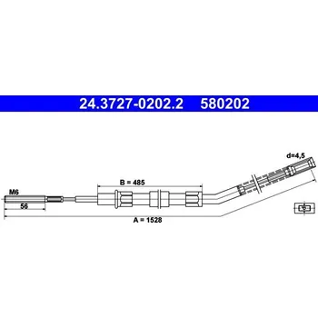 Lanko parkovací brzdy Tažné lanko, parkovací brzda ATE 24.3727-0202.2