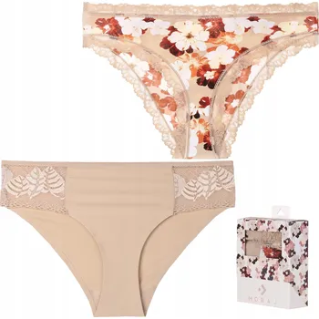 Kalhotky ELEGANTNÍ KALHOTKY DÁMSKÉ KRAJKOVÉ KALHOTKY S POVRCHOVOU ÚPRAVOU, KRABIČKA 2PAK MORAJ XL