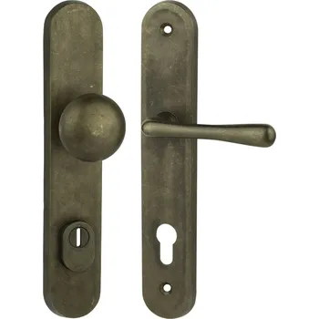 Dveřní kování Cobra ochranné kování ELEGANT plus (staromosaz) Provedení: K PZ RE (klika pravá/koule pro FAB), Rozteč: 72mm