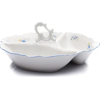 Talíř Thun 1794 Kabaret malý 3-dílný, český porcelán, Bernadotte, pomněnky, Thun