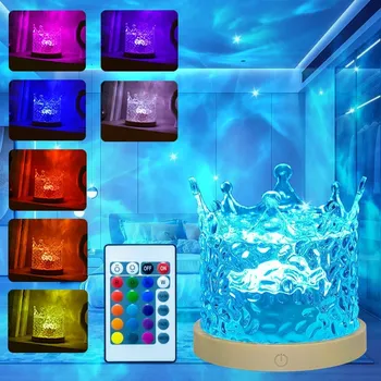 Projekční technika PROJEKTOR POLÁRNÍ ZÁŘE, KŘIŠŤÁLOVÁ NOČNÍ LAMPA S DÁLKOVÝM OVLÁDÁNÍM, 16 BAREV