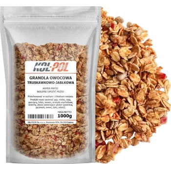 OVOCNÁ GRANOLA S JAHODAMI 1kg Přírodní vločky Bez cukru dieta Kol-Pol