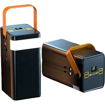 Powerbanka Powerbanka 120 000 mAh, 22.5W PD, 4 USB + 2 kabely, LED světla, černá