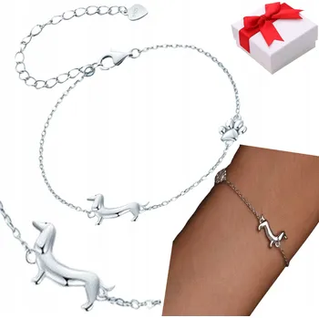 Náramek Stříbrný náramek 925 ruční výroba pes jezevčík 21 cm