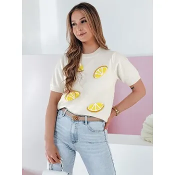 Dámský svetr Dámský oversize svetr CYTRYNKA ecru s citróny