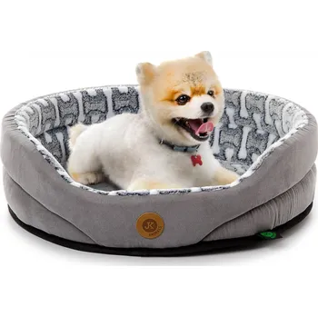 JK animals Pelíšek Deluxe Šedý s kostičkami - S, malý, 50 cm