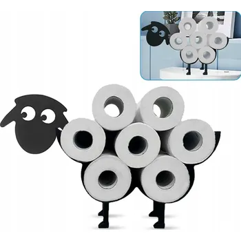 STOJAN DRŽÁK NA TOALETNÍ PAPÍR OVCE BERAN ČERNÝ KOVOVÝ NA NĚKOLIK ROLÍ