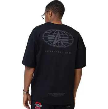 Pánské tričko Tričko Alpha Industries World Logo Backprint Black - XL